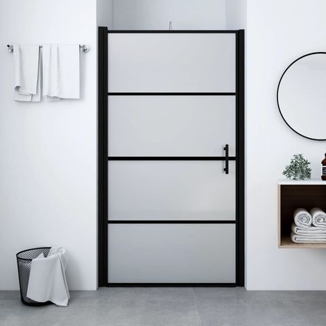 Porte De Douche - Style Contemporain - Verre trempé dépoli 81x195 cm Noir Chic-585949 (1/4)