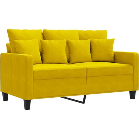 Divano a 2 Posti giallo 120 cm in Velluto vidaXL 861211 (1/5)