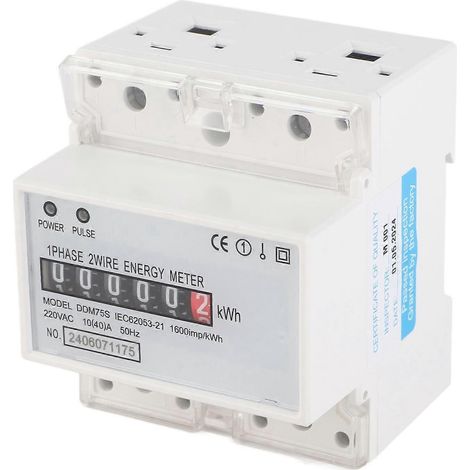 Compteur d'énergie monophasé à 4 pôles avec affichage LED sur rail DIN (wattmètre) DDM75S 10–40 A
