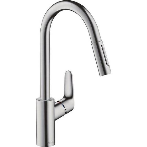 Spültischmischer Hansgrohe Focus 240 herausziehbare Geschirrbrause + System S-Box, Ausladung 220 mm, chrom - 73880000
