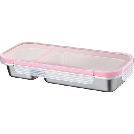 Fiambrera bento de acero inoxidable con múltiples compartimentos - Rosa 2