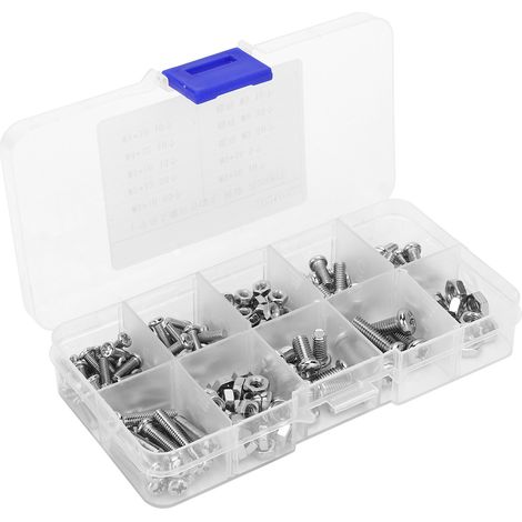 Kit 200 pièces vis et écrous croix inox nickelé, quincaillerie pour instruments divers (1/5)