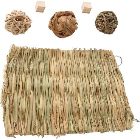 Tapis d'herbe à lapin pour hamsters : un ensemble de jouets à mâcher sains, détachables et durables pour la maison, idéal pour lutter contre l'ennui. (1/5)