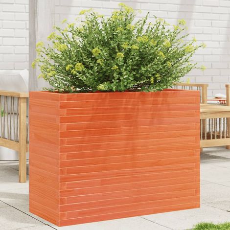 Jardinera madera maciza de pino marrón cera 90x40x68,5 cm (1/5)