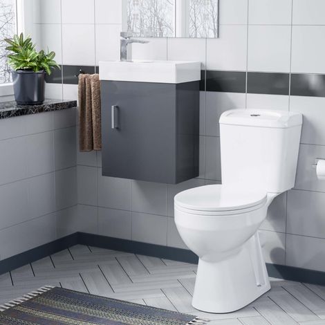 Nanuya 400mm  Grey Wall Hung Vanity Unit And Toilet Pan (1/5)