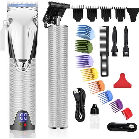 Men's Hair Clipper, Men's Beard Trimmer with 8 Guide Combs and Clippers with Wireless Finish with USB Rechargeable Li-ion Battery 2500mAh/1200mAh (K31+l1) (1/5)