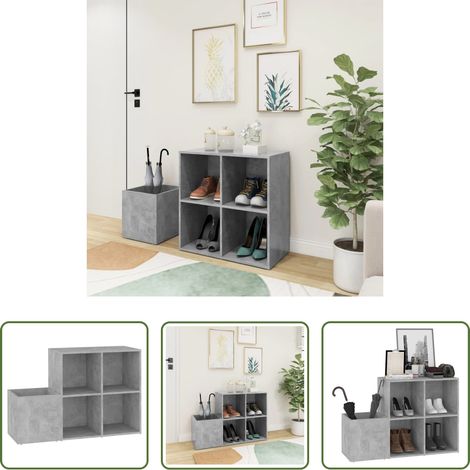 Holzschuhschrank - Flur-Schuhschrank Betongrau 105x35,5x70 cm Holzwerkstoff (1/5)