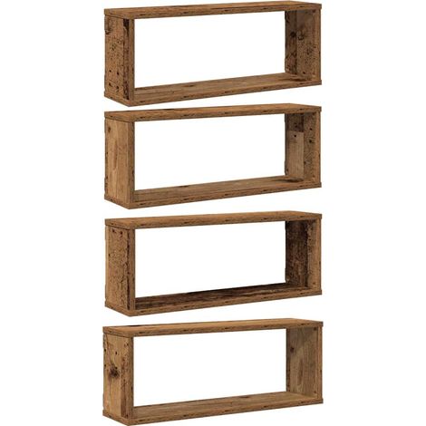 Maison Exclusive - Würfel-Wandregale 4 Stk. Altholz-Optik 60x15x2 (1/5)