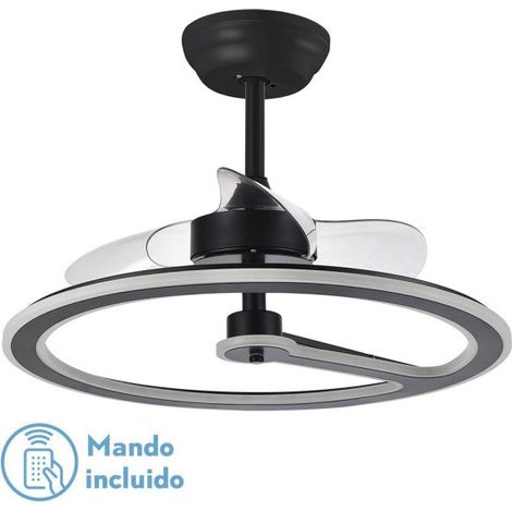FABRILAMP Ventilatore 110w Dc Chom Nero 3 Lame Trasp. 46/66x62x62cm 6Vel. 3 Colori / Terremoto, Memoria & Timer 9350lm (1/4)