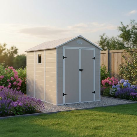Abri Jardin Résine Beige 5.32m2 Kit Ancrage Inclus Jôbu (1/5)