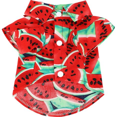 Chemise pour chien, vêtements respirants et lavables pour animaux de compagnie, respectueux de la peau, à la mode, pour printemps et été, XZCS15, rouge pastèque M (1/5)