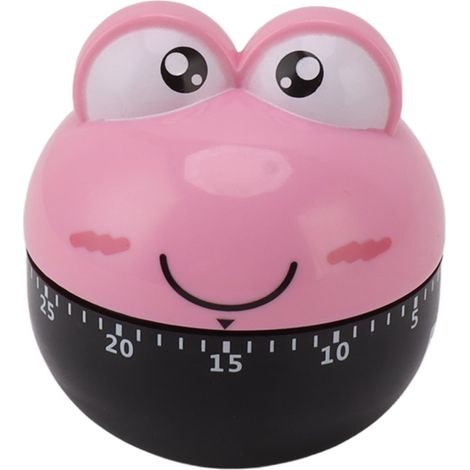 Minuteur de cuisine mécanique rose, haute précision, réglable jusqu'à 60 minutes, motif dessin animé. (1/5)