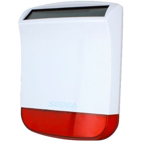 Sirène d'alarme extérieure solaire 110dB – Flash lumineux rouge – Alimentation par panneau solaire – Boîtier résistant – Installation facile – Sedea (1/3)