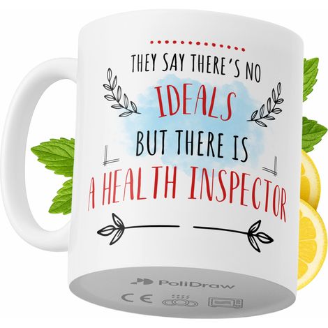 Taza para inspector de sanidad. Divertida taza de café o té con diseño gráfico y texto humorístico. Taza ideal para cumpleaños, santos, días festivos. Taza premium para ocasiones especiales en casa, o (1/5)