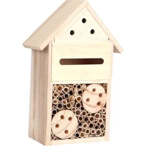 Maison d'insectes en bois pour jardin extérieur, abri pour abeilles, nichoir décoratif (type B) (1/5)