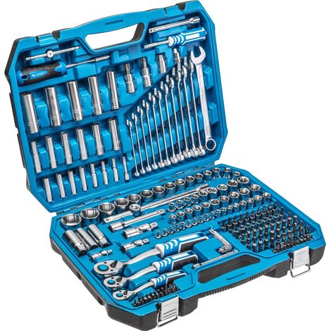 Högert Technik - Cassetta Attrezzi, Set Attrezzi, Valigetta Attrezzi, Kit Attrezzi, Chiavi a Bussola, Punte e Accessori, Acciaio Cr-V, Meccanismo a Cricchetto con 72 Denti - HT1R444, 222 Pezzi (1/5)