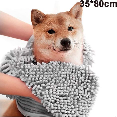 Serviettes de bain ultra-absorbantes à séchage rapide pour animaux de compagnie, en chenille douce, avec poche pour les mains, pour chiens et chats de grande, moyenne et petite taille.