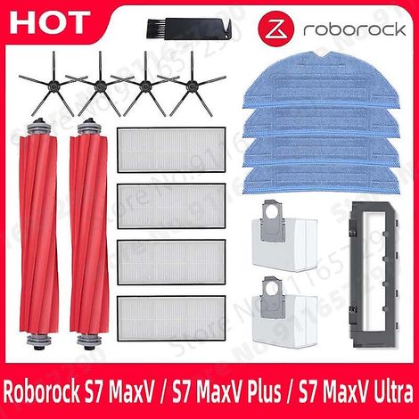 Roborock S7 MaxV Ultra G10 Brosse latérale + Filtre HEPA + Serpillière + Sac à poussière, Pièces détachées pour aspirateur robot, Kit accessoires (1/4)