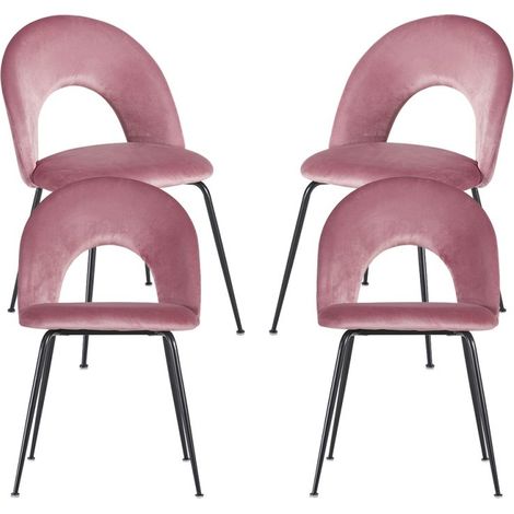 Packs Sillas Comedor - Pack 4 Sillas Dawa Black Terciopelo - Rosa