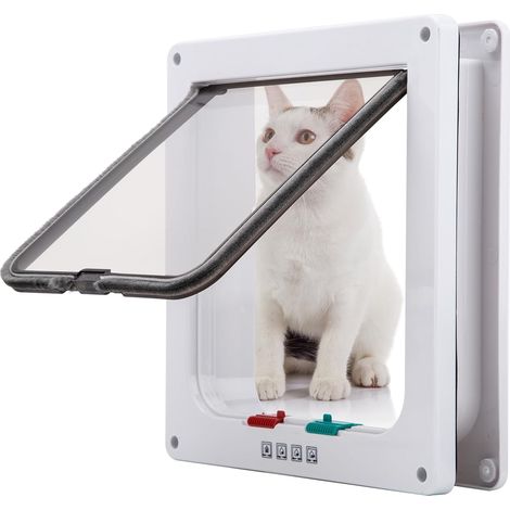 Nannigr Chatière pour Chat,Magnétique Verrouillable 4 Modes pour Animaux Domestiques Chatons et Chatons Small Blanc (1/5)