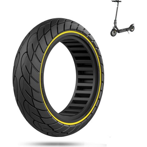 Ruota Piena 10X2.125 Pneumatico per Scooter Monopattino Elettrico (Nero con linea gialla) (1/5)