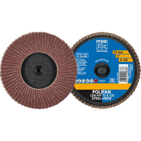 PFERD TOOLS COMBIDISC Korund Mini-POLIFAN CDR Ø 75 mm A120 für universelle Anwendungen 10 Stk
