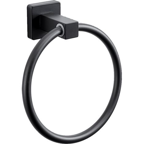 Anneau porte-serviettes noir mat, porte-serviettes mural moderne pour salle de bain, jeu de mots