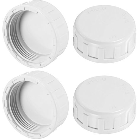 4-Pièces 1-1/2 Pouce Tuyau PVC Bouchon Adapteur d'Extrémité, Filet Femelle Raccord d'Extrémité d'Eau pour Extérieur/Jardin/Arrosage, Bouchons à Dents Internes [Blanc] (1/5)