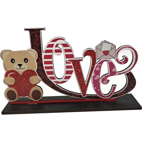 Ornement En Bois - Décoration Romantique Pour Mariage Fête Des Amoureux - 25 x 23 cm - 1 Pièce (1/5)