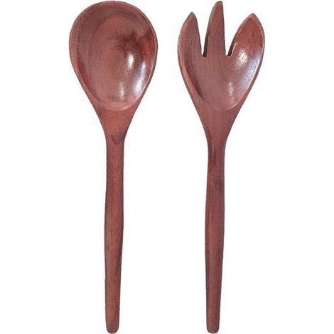 Couverts à Salade en Bois Naturel - Cuillères de Service Rustiques - 30 x 7,5 x 2,5 cm - PANGIVO (1/3)