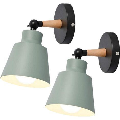 Lot de 2 Moderne Applique Murale Industrielle en Métal Luminaires E27 Edison Loft Lampe pour Café Bar Couloir Salle à Manger Salon Chambre (Vert) (1/4)