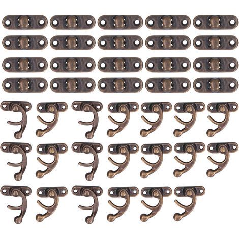 20 Ensemble Antique Loquet Crochet en Alliage D'aluminium Bras Oscillant Loquet Crochet Moraillon Corne Serrure pour Boîte à Bijoux Matériel de Bagage Boucle de Loquet Droite. (1/5)