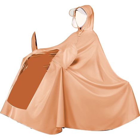 Poncho de pluie réutilisable pour vélo électrique, couverture longue intégrale orange avec miroir (1/5)