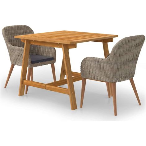 Ensemble Table et Chaise de Jardin 3 pcs - Ensemble de salle à manger de jardin Marron BV271292 - BonneVie (1/5)