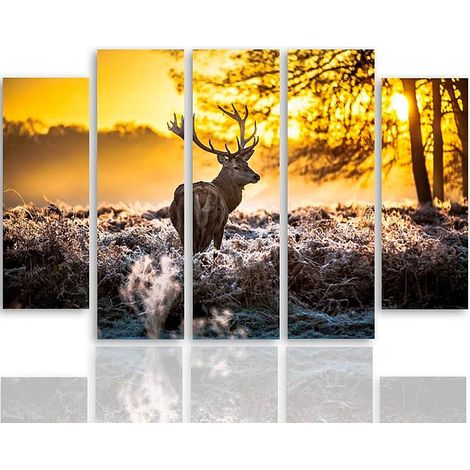Tableau coucher de soleil cerf - 100 x 70 cm (1/5)