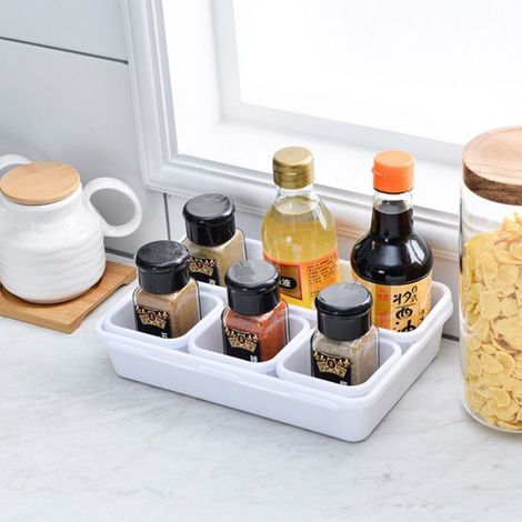 Organisateur de tiroir - - Ensemble de 8 plateaux - Plastique transparent - 3 tailles - Blanc (1/3)