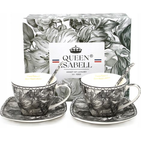 Porzellantassen-Set, 2 x 250 ml, als Geschenk in einer Box – Graurosa (1/5)