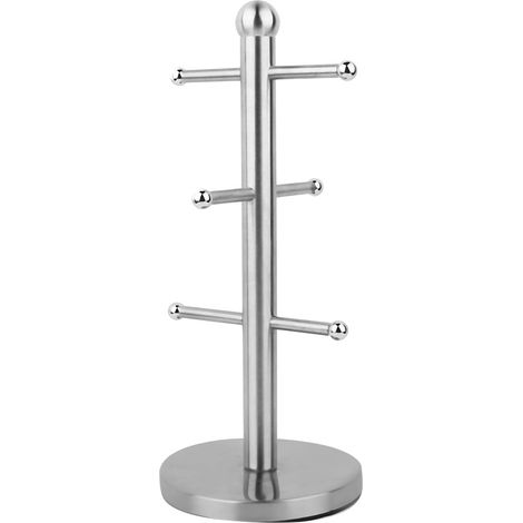 Porte-tasses en acier inoxydable en forme d'arbre, organisateur de rangement pour tasses à thé (1/5)