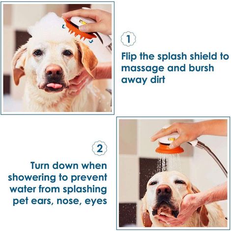 Accessoires de bain pour animaux de compagnie : douchette universelle pour chien et chat, kit de nettoyage, brosse pour tuyau d'arrosage, masseur de bain, anneau de nettoyage en silicone, peigne de ja (1/4)