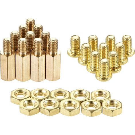 M4 Hexagonal Laiton Entretoise écarteurs 12mm+6mm Mâle-Femelle Fileté Pilier Vis écrou Trousse pour PCB Carte Mère Ordinateur Circuit Imprimé 20 Ensembles (1/5)