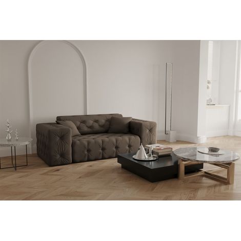 Sofa Designersofa CHANTAL 2-Sitzer in Stoff Opera Velvet Braun (1/5)
