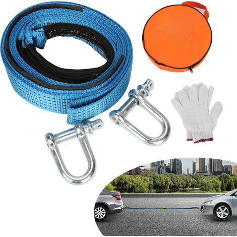 Tolletour – Corde de remorquage 5m 8T – Polyester résistant – Crochet manille renforcé – Sac de rangement inclus – Pour SUV et véhicules tout-terrain (1/5)