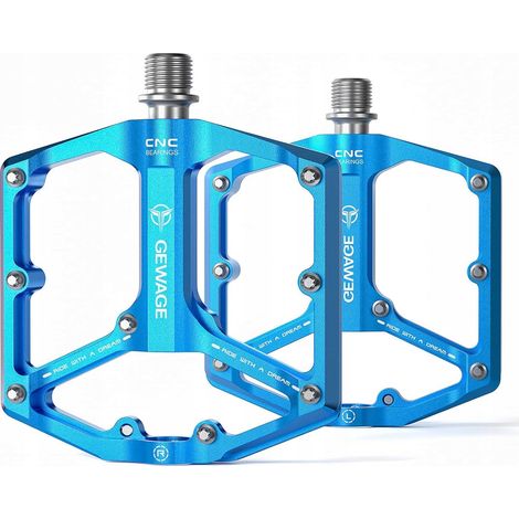 Pédales de vélo plates en aluminium Gewage, 3 roulements étanches, bleues (1/5)