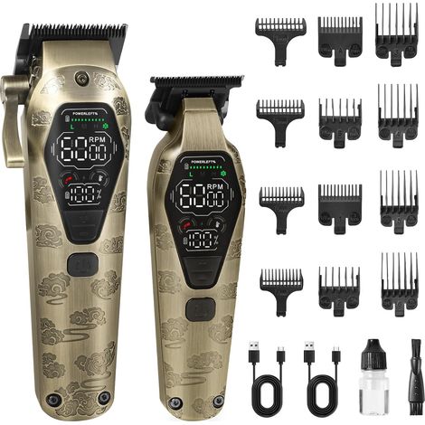Hair Clipper T-Blade Set Men LED  Cordless Finish Beard Trimmer Set with LED Display (1/5)