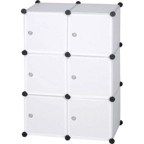 WOLTU Garderobenschrank Lagerregal mit Tür Weiß  6 Fächer (1/5)