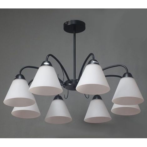 TRADE SHOP - Lampadario Moderno A 8 Bracci Coppe In Vetro Lampada A Sospensione Luci E27 00859 -