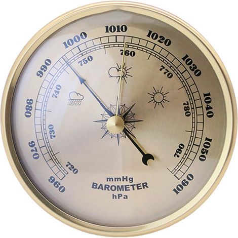 Baromètre Doré 108mm - Mesure Précise de la Pression Atmosphérique (1/4)