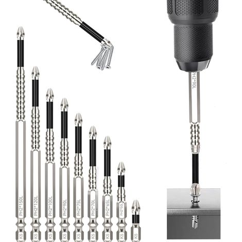 Embout Visseuse Aimanté, 9 Kit de Tournevis Antidérapants (1/5)