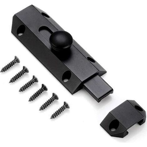 1 Loquet de verrouillage de sécurité avec targette en laiton épais pur, loquet de portail ultra résistant, noir (1/5)