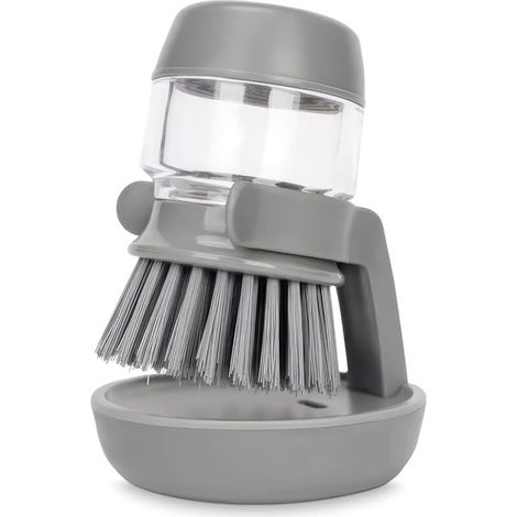 Brosse à Vaisselle avec Distributeur de Liquide, Ensemble de Rangement pour Distributeur De Savon Rechargeable Brosse pour Nettoyage de Vaisselle, Casseroles, évier de Cuisine (1/4)